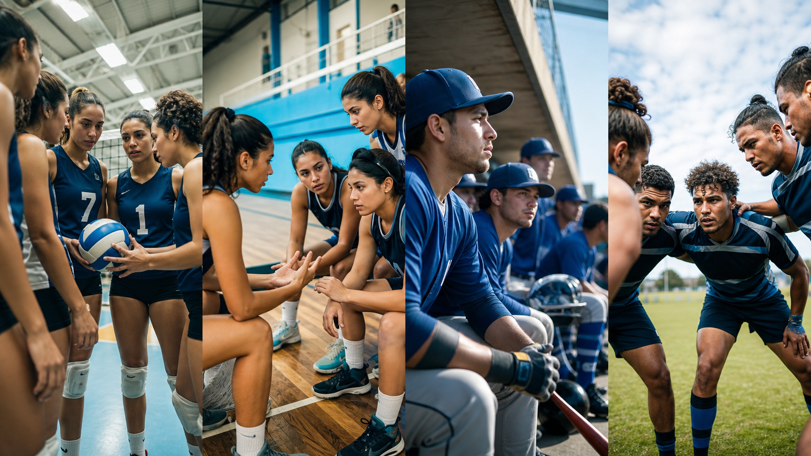 Equipos de voleibol, baloncesto, béisbol y rugby